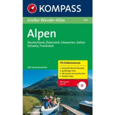 Kompass 604. Alpen, Großer WanderAtlas mit CD túraatlasz Wanderatlanten irodalom