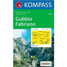 Kompass 664. Gubbio Fabriano turista térkép Kompass 1:50 000 térkép