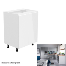 Kondela Alsószekrény, fehér/szürke extra magasfényű, AURORA D602F bútor