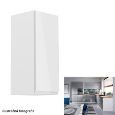 Kondela Felsőszekrény, fehér/szürke extra magasfényű, jobbos, AURORA G30 bútor