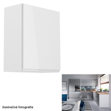 Kondela Felsőszekrény, fehér/szürke extra magasfényű, jobbos, AURORA G601F bútor