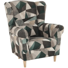Kondela Füles fotel, szövet barna-zöld minta, CHARLOT bútor