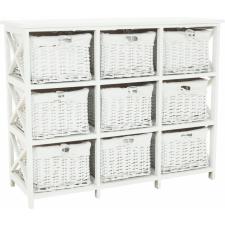 Kondela Komód, fa/vesszőfonás/szövet, fehér, RAFAELLO 9 bútor