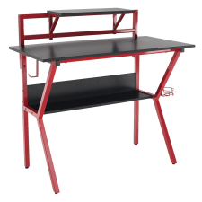 Kondela Számítógépasztal/Gamer asztal, piros/fekete, TABER íróasztal