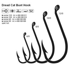 KONGER dread cat bust hook 8/0 black nickel ringed horog