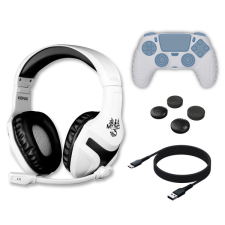 Konix - MYTHICS PS5 Kezdő csomag (Fejhallgató + Töltő kábel + Thumb Grip + Kontroller védő), Fehér videójáték kiegészítő