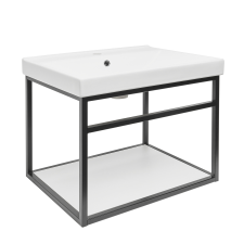  Konstrukció mosdókagylóval Naturel Industrial 59x45x45 cm fekete matt KONZOLEUM60BU1 fürdőszoba bútor