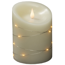 Konstsmide csepp valódi viaszgyertya 3D láng ezüst huzal 14 LED karácsonyfa izzósor