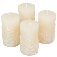  Kontúros őzikés henger gyertya 50x100mm ivory gyertya