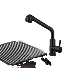  Konyhai csaptelep, kettős fogantyú -vezérlés, rozsdamentes acél anyag, 04001Black csaptelep