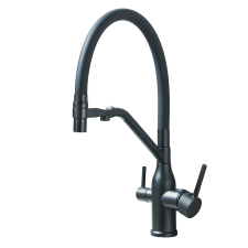  Konyhai csaptelep, sárgaréz anyag, lehúzható permetező, matt fekete B csaptelep