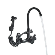  Konyhai csaptelep, szálcsiszolt nikkel bevonat, rozsdamentes acél szerkezet, matt fekete A csaptelep