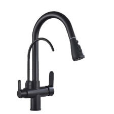  Konyhai csaptelep, tartós sárgaréz felépítés, kettős fogantyú, Fekete b csaptelep