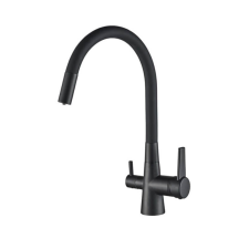  Konyhai csaptelep víztisztítóhoz 3-utas Modern dizájn flexibilis kifolyócsővel - fekete csaptelep