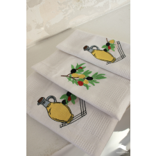  Konyharuha fehér sárga olivás minta 3db 50x70cm lakástextília