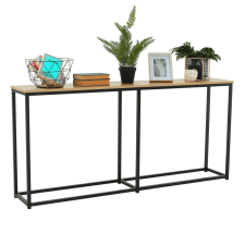  Konzolasztal ipari stílusban, tölgy/fekete, BUSTA bútor