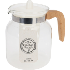 Koopman teáskanna infúzióval, üveg/fa, 12x16 cm, 1,5 l, átlátszó/barna tea