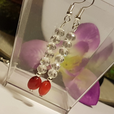  Korall és Csehkristály fülbevaló fülbevaló