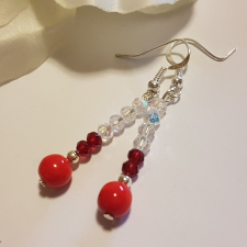  Korall és kristály fülbevaló /5/ fülbevaló