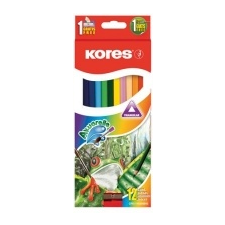 KORES Akvarell ceruza készlet, hegyezővel, ecsettel, 12 különböző szín akvarell