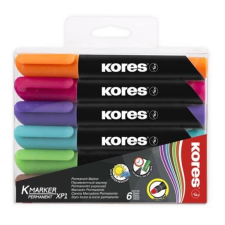 KORES Alkoholos marker, 3-5 mm, kúpos,  "K-Marker", 6 különböző szín filctoll, marker