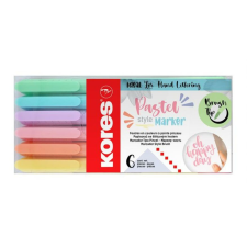 KORES Ecsetirón készlet, KORES "Pastel Style", 6 pasztell szín filctoll, marker