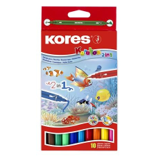 KORES Filctoll készlet, 1-3 mm, kimosható, KORES "Korellos 2in1", 10 különböző szín filctoll, marker