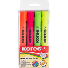 KORES HIGH LINER PLUS 4 színből álló szett (sárga, rózsaszín, narancsszín, zöld) filctoll, marker