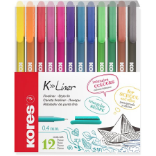 KORES K-Liner 0,4 mm - 12 színből álló készlet filctoll, marker