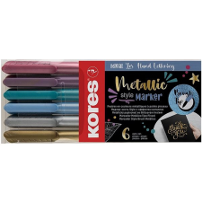 KORES Metalic Style, ecset formájú heggyel, 6 színben filctoll, marker