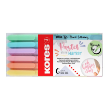 KORES Pastel Style Ecsetirón készlet - Vegyes színek (6 db / csomag) (21462) filctoll, marker
