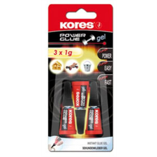 KORES Pillanatragasztó gél, 3x1 g, KORES "Power Glue Gel" ragasztó