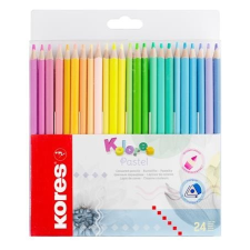 KORES Színes ceruza készlet, háromszögletű, KORES "Kolores Pastel", 24 pasztell szín színes ceruza