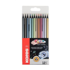 KORES Színes ceruza készlet, háromszögletű, KORES &quot;Kolores Style Metallic&quot;, 12 metál szín színes ceruza