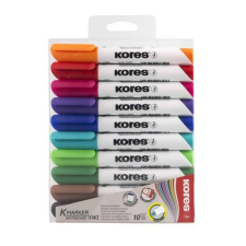 KORES Tábla- és flipchart marker készlet, 1-3 mm, kúpos, KORES K-Marker, 10 különböző szín (IK20800) filctoll, marker