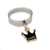 Korona Fekete tűzzománc korona charmos állítható méretű gyűrű, ezüst színű, választható szélességben