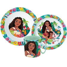 KORREKT WEB Disney Vaiana Lagoon étkészlet, micro műanyag szett bögrével 350 ml babaétkészlet