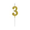 KORREKT WEB Gold Metallic, Arany számgyertya, tortagyertya 3-as