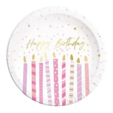 KORREKT WEB Happy Birthday Candles papírtányér 8 db-os 23 cm FSC party kellék