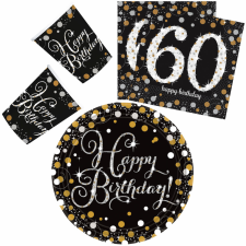 KORREKT WEB Happy Birthday Gold 60 party szett 32 db-os 23 cm-es tányérral party kellék