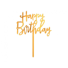 KORREKT WEB Happy Birthday Gold, Arany torta dekoráció 14 cm party kellék