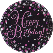 KORREKT WEB Happy Birthday Pink papírtányér 8 db-os 23 cm party kellék