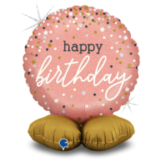 KORREKT WEB Happy Birthday Rose Gold fólia lufi talppal 41 cm party kellék