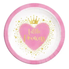 KORREKT WEB Hercegnők Little Princess papírtányér 8 db-os 23 cm FSC tányér és evőeszköz
