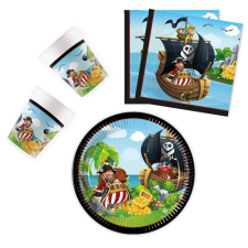 KORREKT WEB Island Pirates, Kalóz party szett 36 db-os 23 cm-es tányérral party kellék