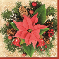 KORREKT WEB Karácsony Red Poinsettia szalvéta 20 db-os 33x33 cm papírárú, csomagoló és tárolóeszköz