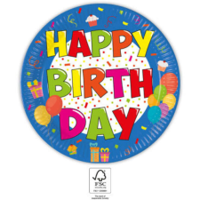 KORREKT WEB Kokliko Happy Birthday papírtányér 8 db-os 23 cm FSC party kellék