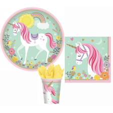 KORREKT WEB Magical Unicorn, Unikornis party szett 32 db-os 23 cm-es tányérral party kellék