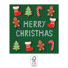 KORREKT WEB Merry Christmas Handicrafts, Karácsony szalvéta 20 db-os, 33x33 cm FSC party kellék
