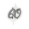 KORREKT WEB Milestone, Happy Birthday Silver tortagyertya, számgyertya 60-as